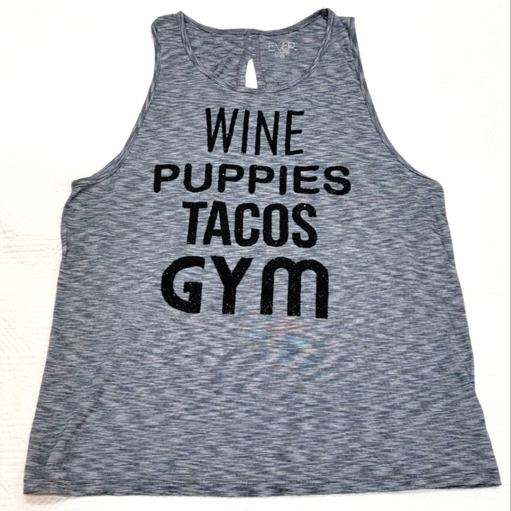 EVcR gray tank top.